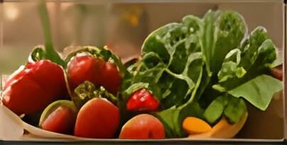 Fresh strawberries and greens