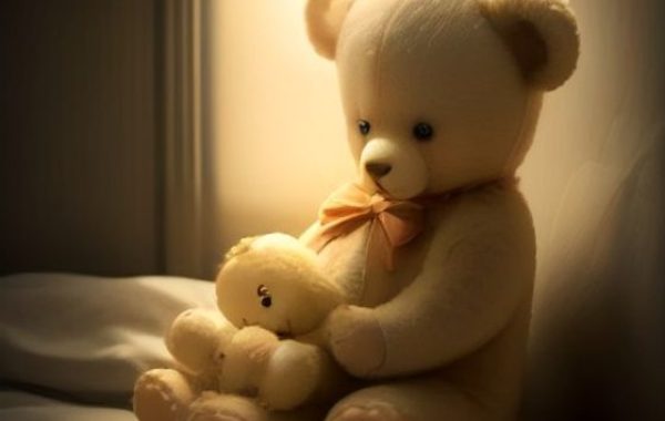A teddy bear reading a storybook — children's books